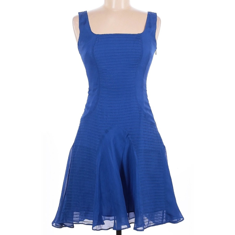 Twenty8Twelve Blue Fit and Flare Silk Mini Cocktail Dress Size 14 - Picture 1 of 6